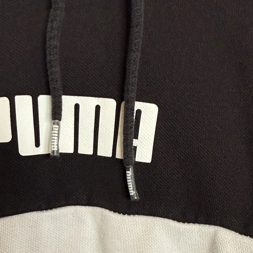 Puma Black White Gray Tri-Block Pullover Hoodie - Picture 3 of 6